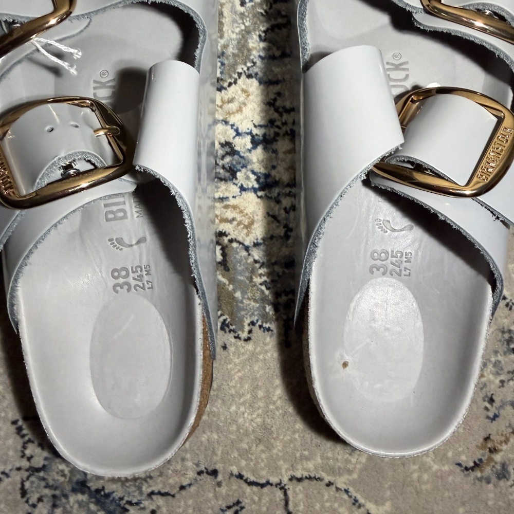 Birkenstock Arizona Big Buckle Narrow Leather Sandal Grey - Picture 7 of 9